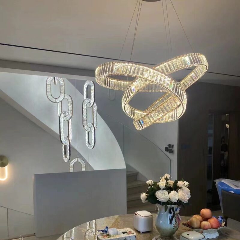 D0118 DUTTI LED Modern Crystal Screw Chandelier: Perfect for Dining Rooms, Restaurants, and Villa Halls