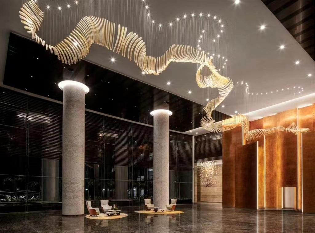 DUTTI LED Long Glass Pipe Chandelier: Modern Unique Design Pendant Ceiling Lighting OEM/ODM for Hotel Hall