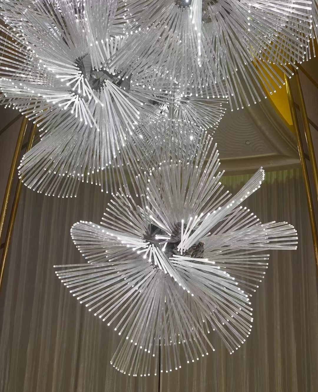 Dutti LED Modern Glass Tube Fan Chandelier Pendant Lighting Unique Design OEM/ODM for Ballroom