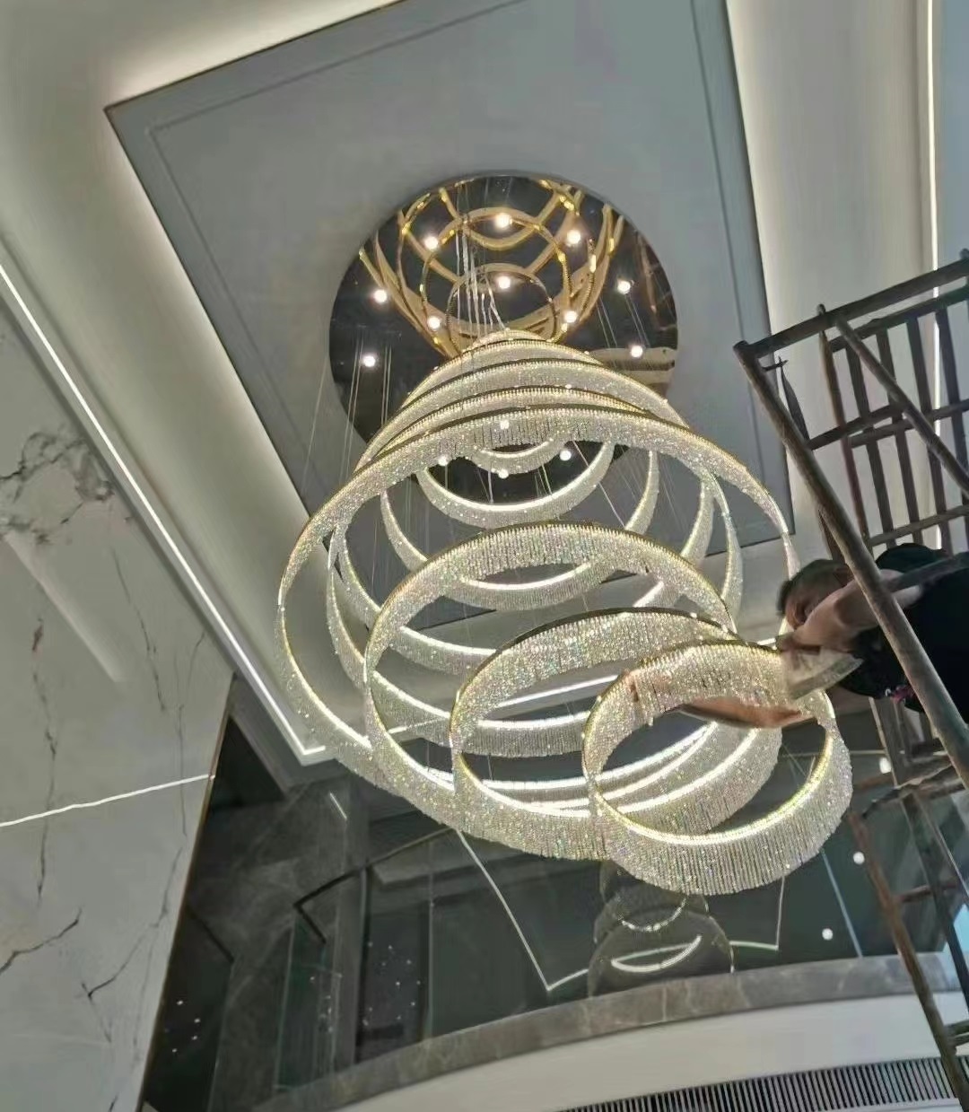 Dutti LED Modern Ring Crystal Chandelier Pendant Lighting Unique Design OEM/ODM for Villa Hall